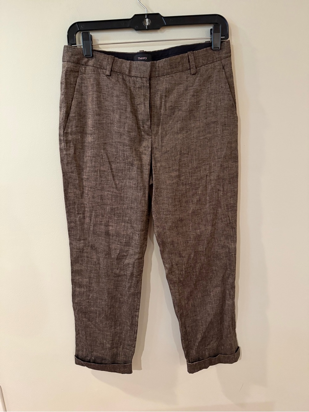 5/$25!! Theory Women’s Brown Linen-Blend Chinos